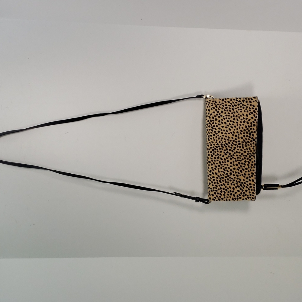 COVET STELLA & DOT CROSBY LEOPARD PRINT CALF HAIR CROSSBODY SHOULDER BAG CLUTCH